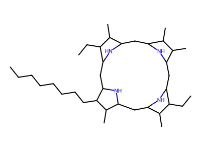 2,12-diethyl-3,7,8,13,17-pentamethyl-18-octyl-1,2,3,4,5,6,7,8,9,10,11,12,13,14,15,16,17,18,19,20,21,22,23,24-tetracosahydroporphyrin structure