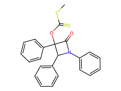 O-(2-oxo-1,3,4-triphenylazetidin-3-yl) methylsulfanylmethanethioate structure