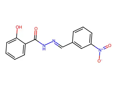 2-hydroxy-N-[(3-nitrophenyl)methylideneamino]benzamide structure