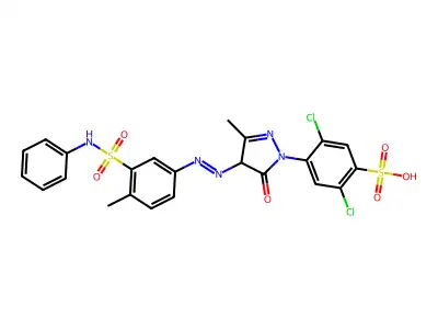 2,5-dichloro-4-[3-methyl-4-[[4-methyl-3-(phenylsulfamoyl)phenyl]diazenyl]-5-oxo-4H-pyrazol-1-yl]benzenesulfonic acid structure