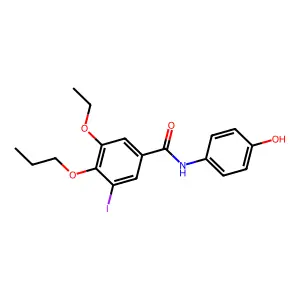3-ethoxy-N-(4-hydroxyphenyl)-5-iodo-4-propoxybenzamide structure