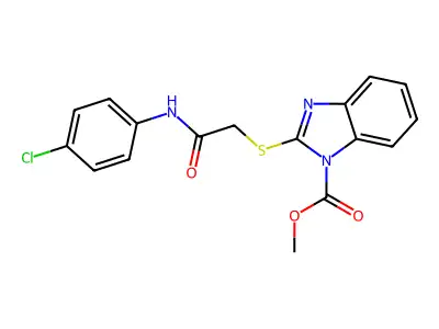 METHYL 2-[(4-CHLOROPHENYLCARBAMOYL)METHYLTHIO]-1H-BENZO[D]IMIDAZOLE-1-CARBOXYLATE structure