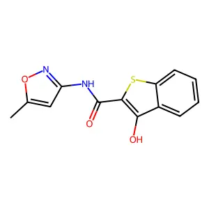 3-hydroxy-N-(5-methyl-3-isoxazolyl)-1-benzothiophene-2-carboxamide structure