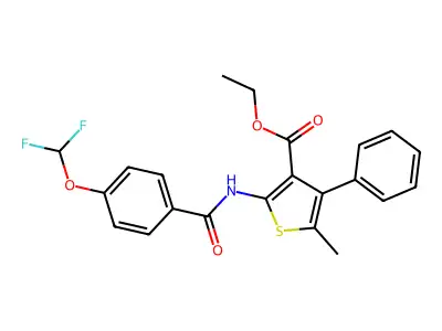 ethyl 2-{[4-(difluoromethoxy)benzoyl]amino}-5-methyl-4-phenyl-3-thiophenecarboxylate structure
