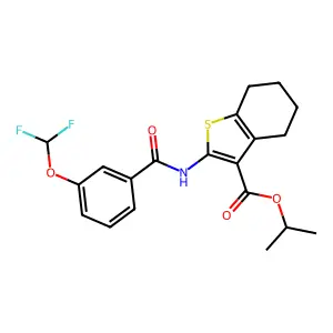 isopropyl 2-{[3-(difluoromethoxy)benzoyl]amino}-4,5,6,7-tetrahydro-1-benzothiophene-3-carboxylate structure