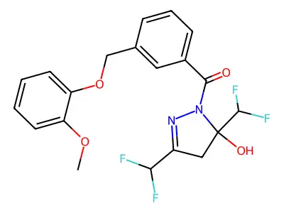 [3,5-bis(difluoromethyl)-5-hydroxy-4H-pyrazol-1-yl]-[3-[(2-methoxyphenoxy)methyl]phenyl]methanone structure