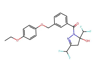 [3,5-bis(difluoromethyl)-5-hydroxy-4H-pyrazol-1-yl]-[3-[(4-ethoxyphenoxy)methyl]phenyl]methanone structure