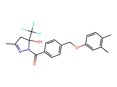 [4-[(3,4-dimethylphenoxy)methyl]phenyl]-[5-hydroxy-3-methyl-5-(trifluoromethyl)-4H-pyrazol-1-yl]methanone structure