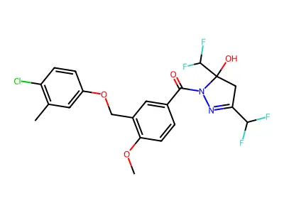 [3,5-bis(difluoromethyl)-5-hydroxy-4,5-dihydro-1H-pyrazol-1-yl]{3-[(4-chloro-3-methylphenoxy)methyl]-4-methoxyphenyl}methanone structure