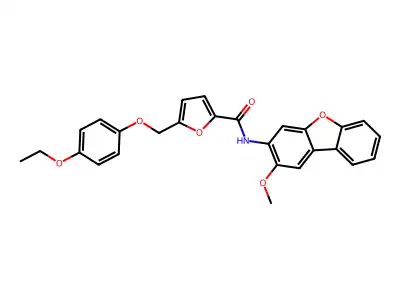 5-[(4-ethoxyphenoxy)methyl]-N-(2-methoxydibenzofuran-3-yl)furan-2-carboxamide structure