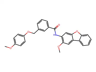 N-(2-methoxydibenzo[b,d]furan-3-yl)-3-[(4-methoxyphenoxy)methyl]benzamide structure