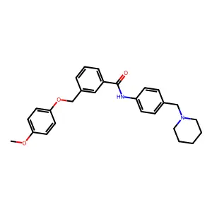 3-[(4-methoxyphenoxy)methyl]-N-[4-(piperidin-1-ylmethyl)phenyl]benzamide structure
