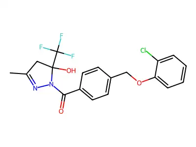 [4-[(2-chlorophenoxy)methyl]phenyl]-[5-hydroxy-3-methyl-5-(trifluoromethyl)-4H-pyrazol-1-yl]methanone structure