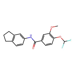 4-(difluoromethoxy)-N-(2,3-dihydro-1H-inden-5-yl)-3-methoxybenzamide structure