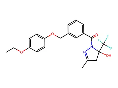 [3-[(4-ethoxyphenoxy)methyl]phenyl]-[5-hydroxy-3-methyl-5-(trifluoromethyl)-4H-pyrazol-1-yl]methanone structure