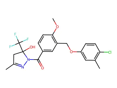 [3-[(4-chloro-3-methylphenoxy)methyl]-4-methoxyphenyl]-[5-hydroxy-3-methyl-5-(trifluoromethyl)-4H-pyrazol-1-yl]methanone structure
