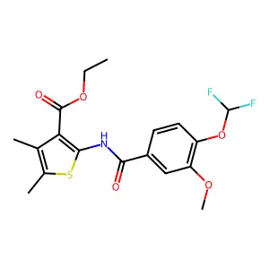 ethyl 2-{[4-(difluoromethoxy)-3-methoxybenzoyl]amino}-4,5-dimethyl-3-thiophenecarboxylate structure