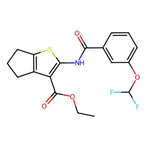 ethyl 2-({[3-(difluoromethoxy)phenyl]carbonyl}amino)-5,6-dihydro-4H-cyclopenta[b]thiophene-3-carboxylate structure