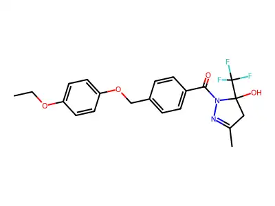[4-[(4-ethoxyphenoxy)methyl]phenyl]-[5-hydroxy-3-methyl-5-(trifluoromethyl)-4H-pyrazol-1-yl]methanone structure