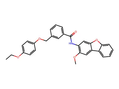 3-[(4-ethoxyphenoxy)methyl]-N-(2-methoxydibenzo[b,d]furan-3-yl)benzamide structure