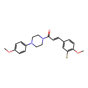 (E)-3-(3-bromo-4-methoxyphenyl)-1-[4-(4-methoxyphenyl)piperazin-1-yl]prop-2-en-1-one structure