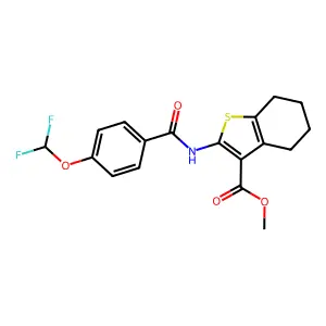 methyl 2-({[4-(difluoromethoxy)phenyl]carbonyl}amino)-4,5,6,7-tetrahydro-1-benzothiophene-3-carboxylate structure