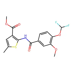 methyl 2-{[4-(difluoromethoxy)-3-methoxybenzoyl]amino}-5-methyl-3-thiophenecarboxylate structure