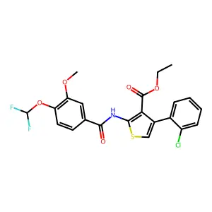 ethyl 4-(2-chlorophenyl)-2-{[4-(difluoromethoxy)-3-methoxybenzoyl]amino}-3-thiophenecarboxylate structure