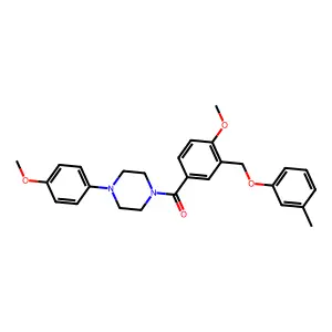 [4-methoxy-3-[(3-methylphenoxy)methyl]phenyl]-[4-(4-methoxyphenyl)piperazin-1-yl]methanone structure