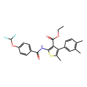 ethyl 2-({[4-(difluoromethoxy)phenyl]carbonyl}amino)-4-(3,4-dimethylphenyl)-5-methylthiophene-3-carboxylate structure