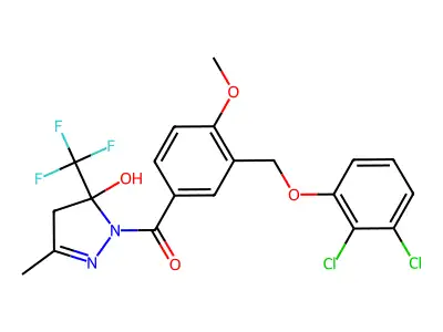 1-{3-[(2,3-dichlorophenoxy)methyl]-4-methoxybenzoyl}-3-methyl-5-(trifluoromethyl)-4,5-dihydro-1H-pyrazol-5-ol structure