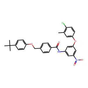 4-[(4-tert-butylphenoxy)methyl]-N-[3-(4-chloro-3-methylphenoxy)-5-nitrophenyl]benzamide structure