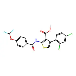 methyl 4-(2,4-dichlorophenyl)-2-{[4-(difluoromethoxy)benzoyl]amino}-3-thiophenecarboxylate structure