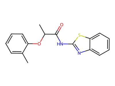 N-(1,3-benzothiazol-2-yl)-2-(2-methylphenoxy)propanamide structure
