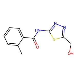 N-[5-(hydroxymethyl)-1,3,4-thiadiazol-2-yl]-2-methylbenzamide structure
