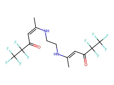 Ethylene-bis[(4-oxo-5,5,6,6,6-pentafluorohex-2-(z)-ene-2-yl)amine] structure