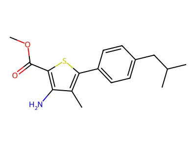 Methyl 3-amino-4-methyl-5-(4-isobutylphenyl)thiophene-2-carboxylate structure