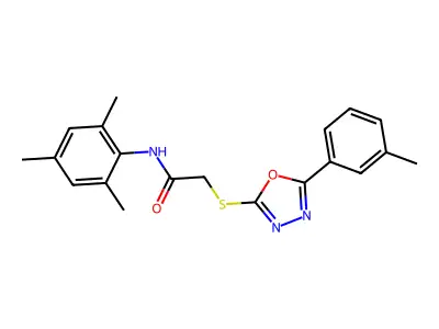 2-[[5-(3-methylphenyl)-1,3,4-oxadiazol-2-yl]sulfanyl]-N-(2,4,6-trimethylphenyl)acetamide structure