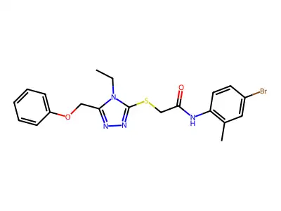 N-(4-bromo-2-methylphenyl)-2-{[4-ethyl-5-(phenoxymethyl)-4H-1,2,4-triazol-3-yl]sulfanyl}acetamide structure