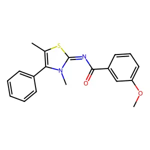 N-(3,5-dimethyl-4-phenyl-1,3-thiazol-2(3H)-ylidene)-3-methoxybenzamide structure