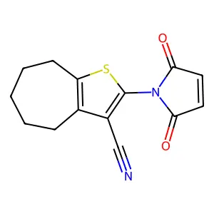 2-(2,5-dioxo-2,5-dihydro-1H-pyrrol-1-yl)-5,6,7,8-tetrahydro-4H-cyclohepta[b]thiophene-3-carbonitrile structure