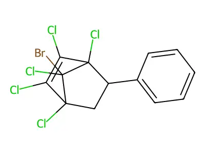 7-Bromo-1,2,3,4,7-pentachloro-5-phenylbicyclo[2.2.1]hept-2-ene structure