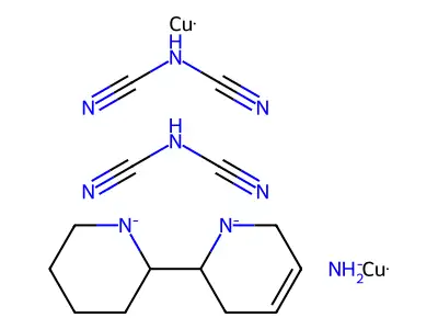 azanide;copper;cyanocyanamide;2-piperidin-1-id-2-yl-3,6-dihydro-2H-pyridin-1-ide structure