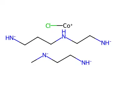 IUPAC: 2-azanidylethyl-methyl-azanide; 2-(3-azanidylpropylamino)ethylazanide; Chlorocobalt structure