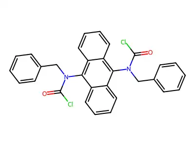 N-benzyl-N-[10-[benzyl(carbonochloridoyl)amino]anthracen-9-yl]carbamoyl chloride structure
