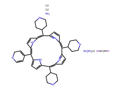 Azanide;cadmium;diiodocadmium;(5Z,9Z,14Z,19Z)-10,15,20-tri(piperidin-1-id-4-yl)-5-(2H-pyridin-1-id-4-yl)-21,22-dihydroporphyrin structure