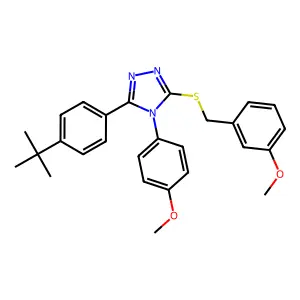 3-(4-Tert-butylphenyl)-5-((3-methoxybenzyl)thio)-4-(4-meo-PH)-4H-1,2,4-triazole structure