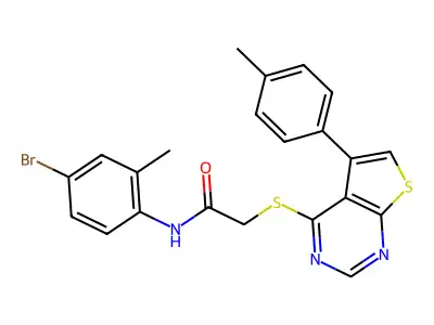 N-(4-bromo-2-methylphenyl)-2-{[5-(4-methylphenyl)thieno[2,3-d]pyrimidin-4-yl]sulfanyl}acetamide structure