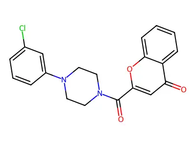 2-{[4-(3-chlorophenyl)piperazin-1-yl]carbonyl}-4H-chromen-4-one structure