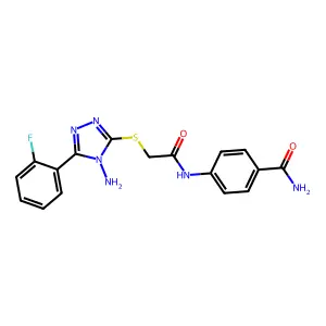 4-{2-[4-Amino-5-(2-fluorophenyl)-1,2,4-triazol-3-ylthio]acetylamino}benzamide structure